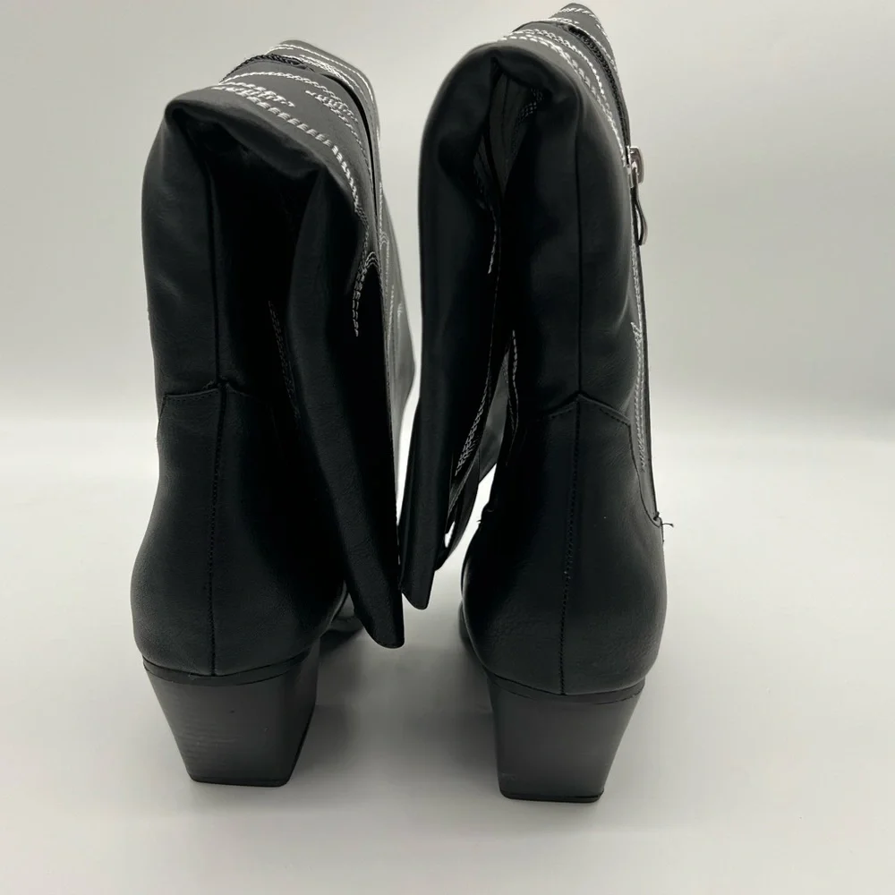 Mostrin Knee High Women's Embroidered Cowgirl Boots Black